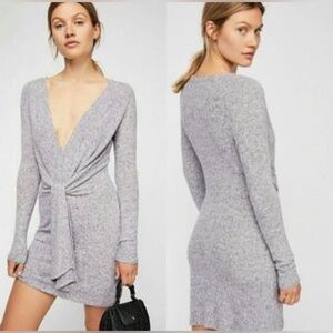 Free People Ginger Heathered Tie-Front Mini Dress XS